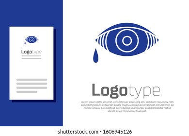 Blue Reddish eye due to viral, bacterial or allergic conjunctivitis icon isolated on white background. Logo design template element. Vector Illustration