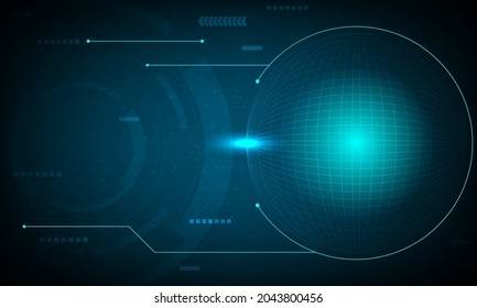 Blue redial technology background with line and dot connection. Geometric and particle of communication on cloud internet. Cumputer futuristic cyber space.