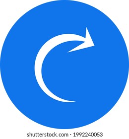 Blue redo icon or logo on circle