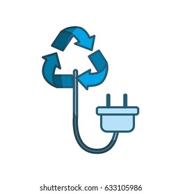 blue reduce symbol with power cable icon