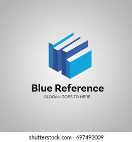 blue reference book literature logo vector template