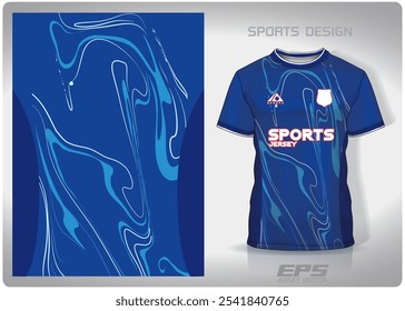 blue reflection turquoise water pattern design, illustration, textile background for sports t-shirt, football jersey shirt mockup for football club. consistent front view