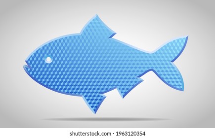 Blue reflective fish sign. Vector illustration