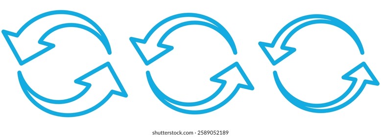  Blue refresh arrow icon vector. Update icon vector, Refresh icon set. Reload icon vector. circular arrow , refresh, reload.