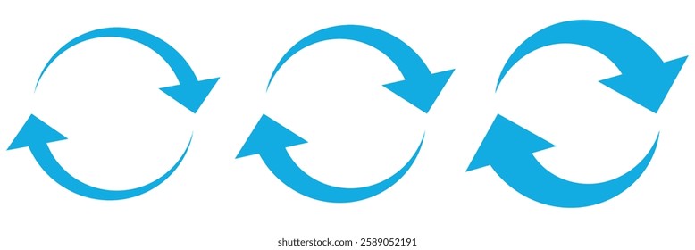  Blue refresh arrow icon vector. Update icon vector, Refresh icon set. Reload icon vector. circular arrow , refresh, reload.