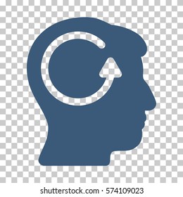 Blue Refresh Head Memory interface toolbar pictogram. Vector pictogram style is a flat symbol on chess transparent background.