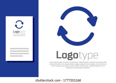 Blue Refresh icon isolated on white background. Reload symbol. Rotation arrows in a circle sign. Logo design template element. Vector Illustration