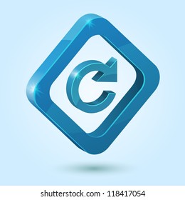 Blue refresh symbol isolated on blue background. This vector icon is fully editable.