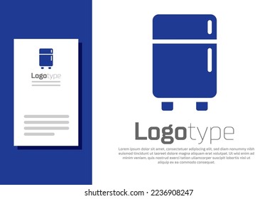 Blue Refrigerator icon isolated on white background. Fridge freezer refrigerator. Household tech and appliances. Logo design template element. Vector