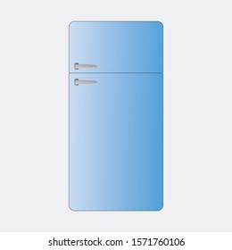 Blue refrigerator in the retro style of the 80s.