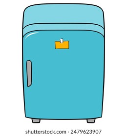 refrigerador azul arriba-abajo ver ilustración dibujado a mano Vector aislado