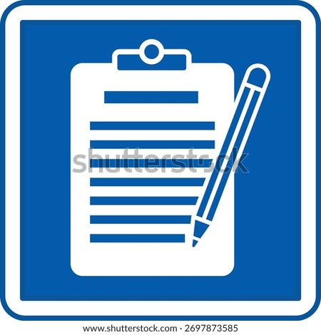Blue Registration Sign. Vector Icon. Patient Appointment Registration. Reception Desk. Hospital Department Sign