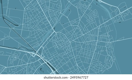 Blue Reims map, France. Vector city streetmap, municipal area.