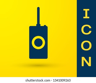 Blue Remote control icon isolated on yellow background. Vector Illustration