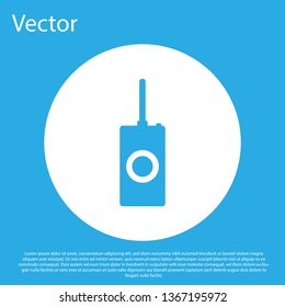 Blue Remote control icon isolated on blue background. White circle button. Flat design. Vector Illustration