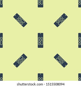 Blue Remote control icon isolated seamless pattern on yellow background.  Vector Illustration