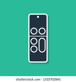 Blue Remote control icon isolated on green background.  Vector Illustration