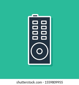 Blue Remote control icon isolated on green background.  Vector Illustration