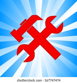 Blue repairs icon on a white background