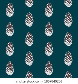 Blue repeat pattern. Forest texture.
Pine cone with snow vector pattern.