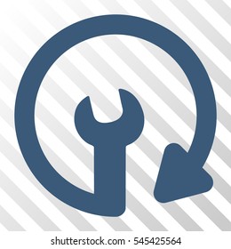 Blue Repeat Service toolbar pictogram. Vector pictogram style is a flat symbol on diagonal hatch transparent background.