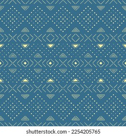 fondo repetitivo azul con formas geométricas dibujadas a mano. patrón sin costuras vectorial. arte decorativo. motivos folclóricos. muestra de tela. papel envolvente. plantilla de diseño continuo para textil, decoración