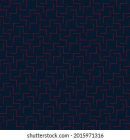 blue repetitive background with red lines. geometric shapes. modern stylish texture. vector seamless pattern. fabric swatch. wrapping paper. continuous design template for home decor, textile