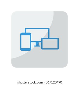 Blue Responsive Media Design icon on grey rounded square button on white