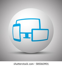 Blue Responsive Media Design icon on white sphere