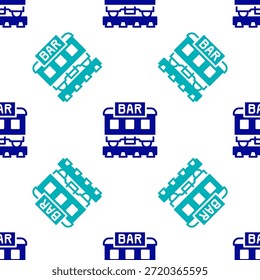Blue Restaurant train icon isolated seamless pattern on white background.  Vector