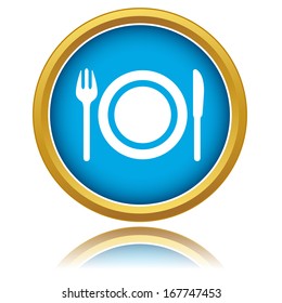 Blue restaurant vector sign on a white background