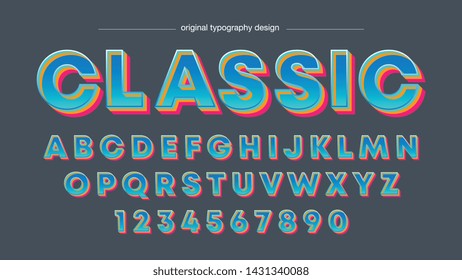 Blue Retro Bold Custom Typography Artistic Font