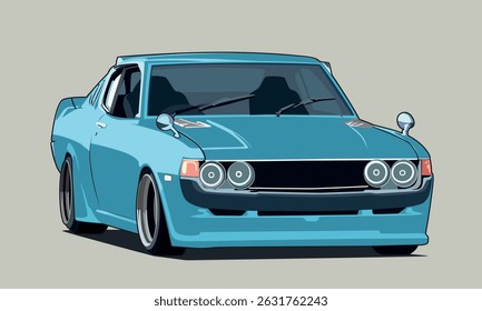 Blue Retro car 1 Vector Illustration by kelikl