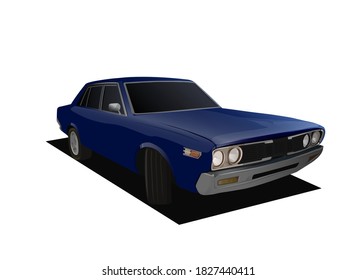 BLUE RETRO CAR HIGH VECTOR