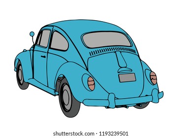 Blue Retro Car Vector Stock Vector (Royalty Free) 1193239501 | Shutterstock