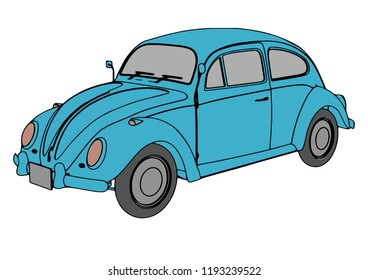 blue retro car vector