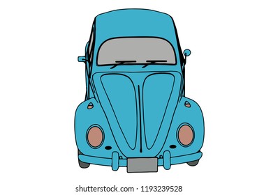 blue retro car vector