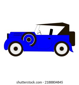 Blue retro car, vector illustration