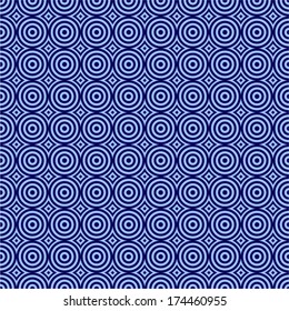 Blue retro circles seamless pattern.