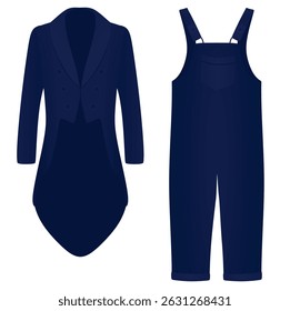 Blue  retro coat and pants. vector illustration