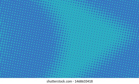 Blue retro comic pop art background with haftone dots design. Vector clear template for banner or comic book design, etc