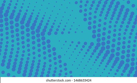 Blue retro comic pop art background with halftone dots design, vector illustration