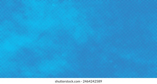 Fondo de arte pop de cómic retro azul con diseño de puntos de semitono, Plantilla de Ilustración vectorial