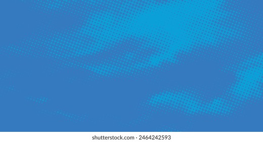 Blue retro comic pop art background with halftone dots design, vector illustration template
