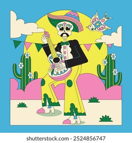 Dia retrô azul de Los Muertos Ilustração completa