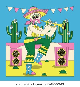 Dia retrô azul de Los Muertos Ilustração completa