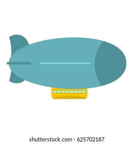 Blue retro dirigible icon flat isolated on white background vector illustration