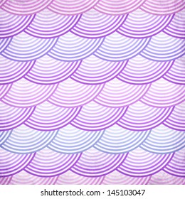Blue retro fish scales vector seamless pattern