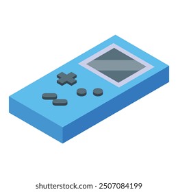 Blue retro handheld video game console with a pixelated screen, bringing back memories of classic gaming