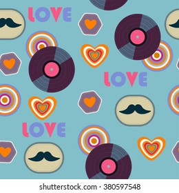 blue retro hipster seamless pattern